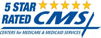 An award for 5 star rated CMS centers for Medicare & Medicaid Services.